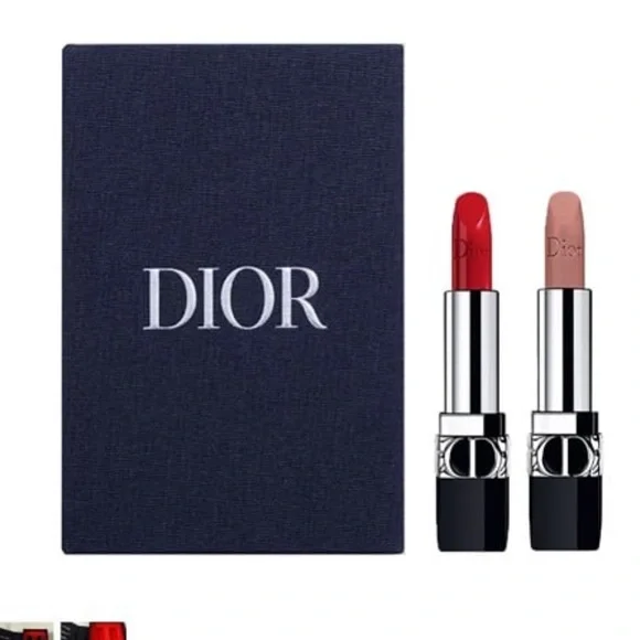 Rouge Dior Mini Lipstick Duo Set 999 Velvet & 100 Nude Look Velvet New!